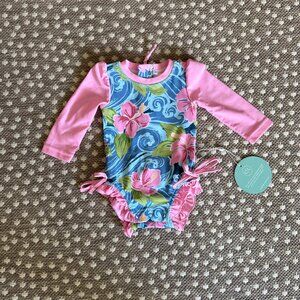 Long Sleeve Rash Guard W Ruffle Bottom / 0-3 Months /Caden Lane/ Ohana Pattern